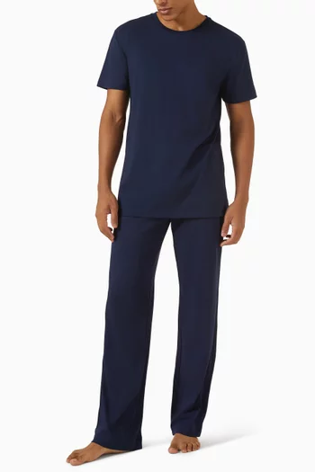 طقم تي شيرت داخلي بفتحة رقبة مستديرة قطن مطاطي، قطعتان