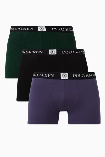 طقم بوكسر بشعار الماركة قطن مطاطي، 3 قطع