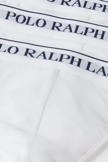 طقم سروال داخلي بشعار الماركة وخصر منخفض قطن مطاطي، 3 قطع