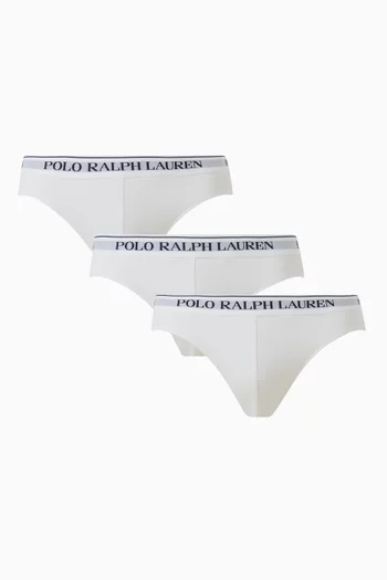 طقم سروال داخلي بشعار الماركة وخصر منخفض قطن مطاطي، 3 قطع