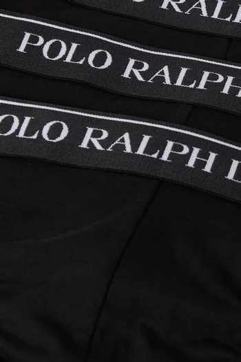 طقم سروال داخلي بشعار الماركة وخصر منخفض قطن مطاطي، 3 قطع