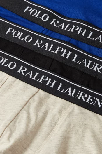 طقم بوكسر بشعار الماركة قطن مطاطي، 3 قطع