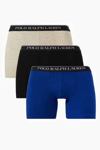 طقم بوكسر بشعار الماركة قطن مطاطي، 3 قطع