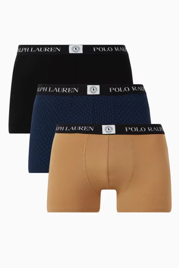 طقم بوكسر بشعار الماركة قطن مطاطي، 3 قطع