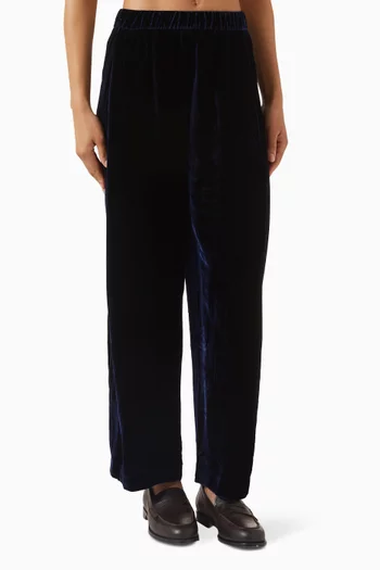 Pleated Straight Pants in Velvet