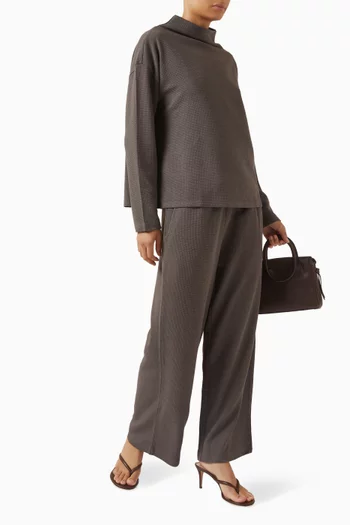 Doubleknit Wide-leg Pants in Waffle Cotton-blend