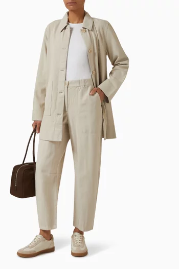 بنطال بقصة ساق أسطوانية وعملية قطن