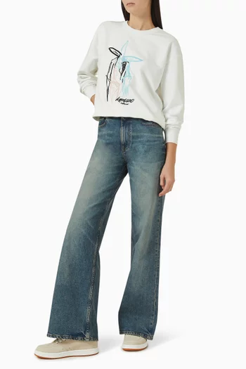 سويت شيرت مطرز قطن جيرسيه كينزو × فوتورا 2000‏