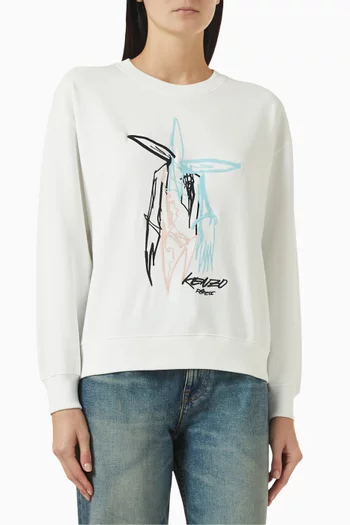 سويت شيرت مطرز قطن جيرسيه كينزو × فوتورا 2000‏