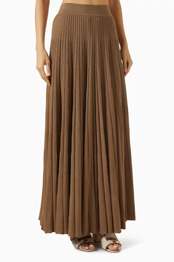 Pleated Maxi Skirt in Cashmere Blend