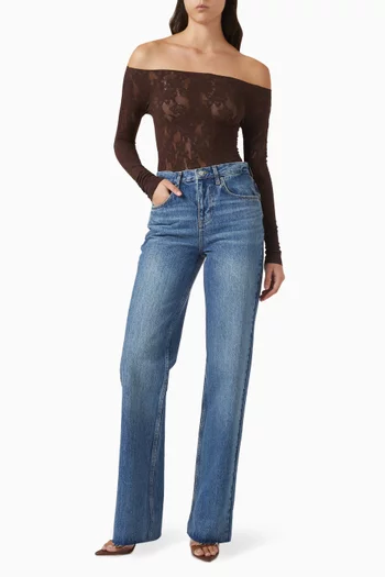 Knit Lace Boat Neck Top