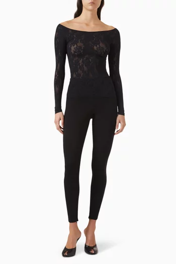 Knit Lace Boat Neck Top