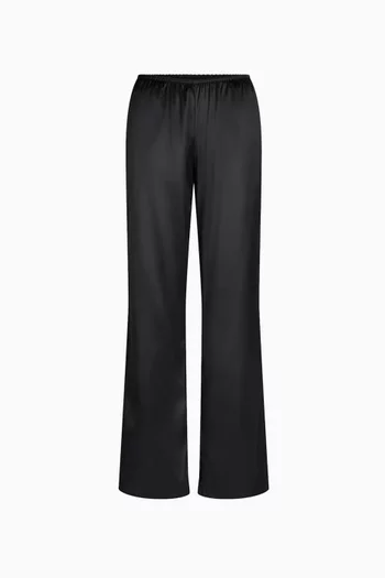 بنطال بيجاما بقصة ساق واسعة ستان ثقيل الوزن