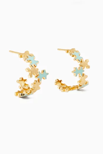 أقراط بتصميم هندسي ذهب عيار 18