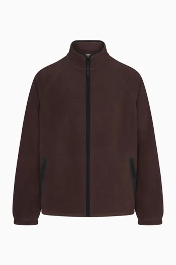 كنزة كلاسيكية بغطاء رأس وسحّاب صوف قطني