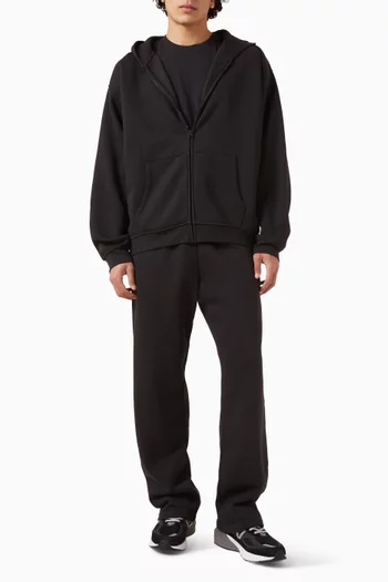 كنزة بغطاء رأس وسحّاب صوف قطني