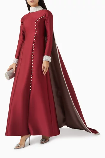 فستان ايف مزين بتطريزات ستان