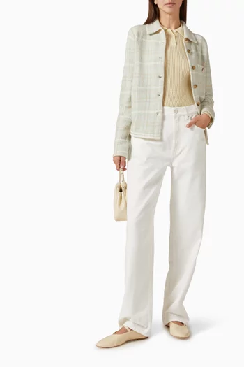 تي شيرت بولو بقصة ضيقة كشمير مضلع