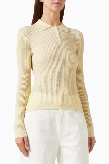 تي شيرت بولو بقصة ضيقة كشمير مضلع