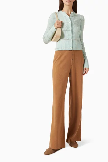 كارديغان جين بنقشة مربعات منسوج من كشمير