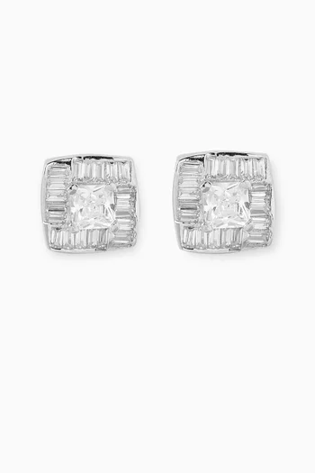 Crystal Stud Earrings in Sterling Silver