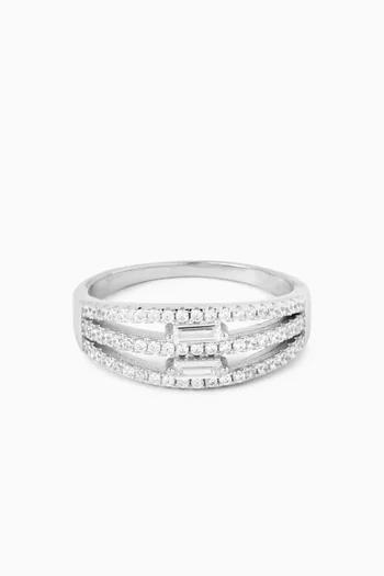 Layered Crystal Ring in Sterling Silver