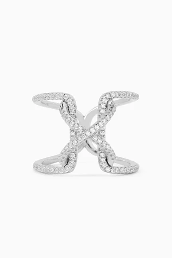 خاتم بتصميم عقدة مرصع بالكريستال فضة إسترلينية