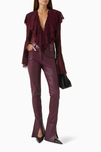 بودي سوت بكشكش وفتحة رقبة على شكل حرف V‏ دانتيل