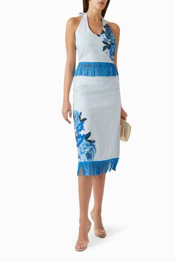 Tilly Fringe Skirt in Linen Blend