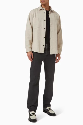 قميص بقصة عادية مزيج كتان