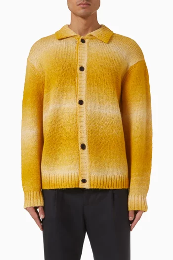 Relaxed Polo Cardigan in Wool-blend