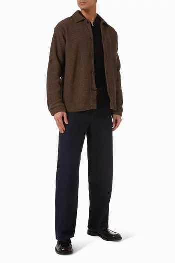 قميص بنمط جاكيت بقصة منحوتة قطن