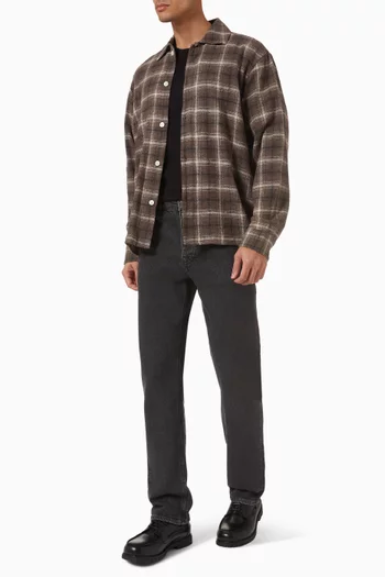 قميص بنمط جاكيت قطن بنقشة مربعات