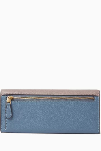 Mila Long Flap Wallet in Pebbled Leather