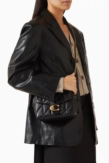 Tabby Quilted Top Handle Bag in Leather