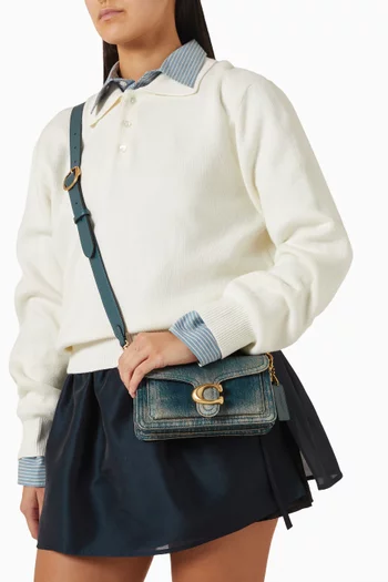 حقيبة كتف تابي 20 بشعار الماركة دينم وجلد