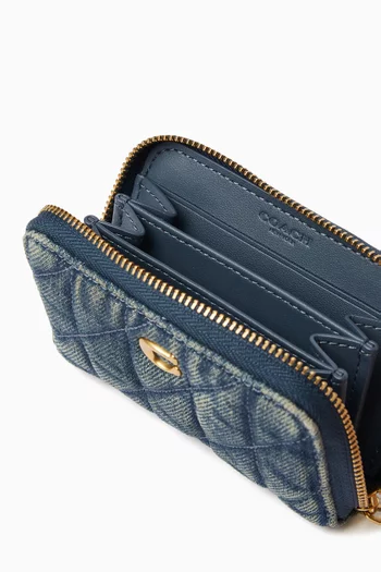 Small Essential Zip-around Card Case in Denim & Nappa