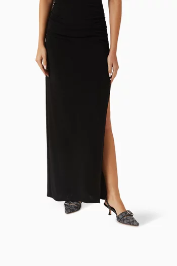 حذاء كلاسيك مارغوت بسير خلفي وكعب 55 مم جاكار بشعار الماركة مرصع بالكريستال