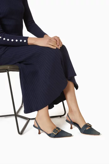 Margot 55 Slingback Pumps in Denim