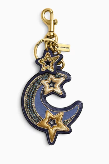 Moon & Star Bag Charm in Leather
