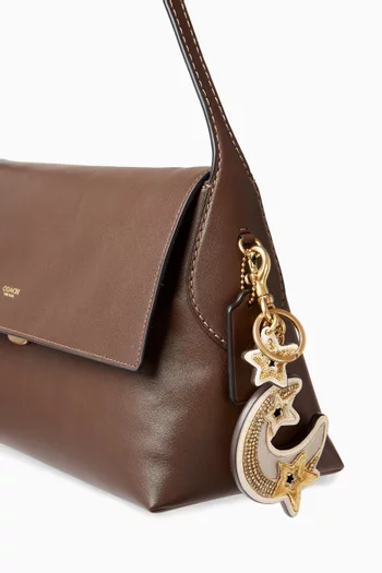 Moon & Star Bag Charm in Leather