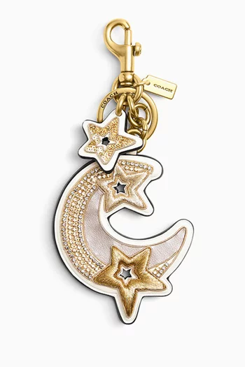 Moon & Star Bag Charm in Leather