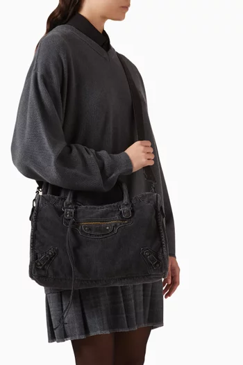 Medium Le City Bag in Denim