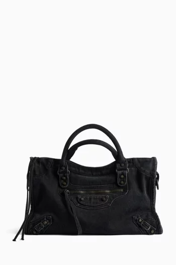 Medium Le City Bag in Denim