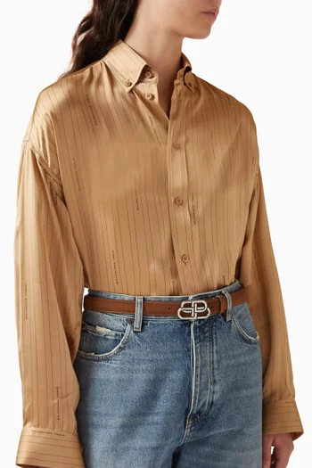 Thin BB Belt in Waxed Suede Calfskin