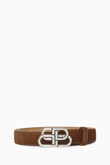Thin BB Belt in Waxed Suede Calfskin