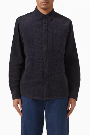 قميص شيلي قماش سيرساكر مخملي مضلع