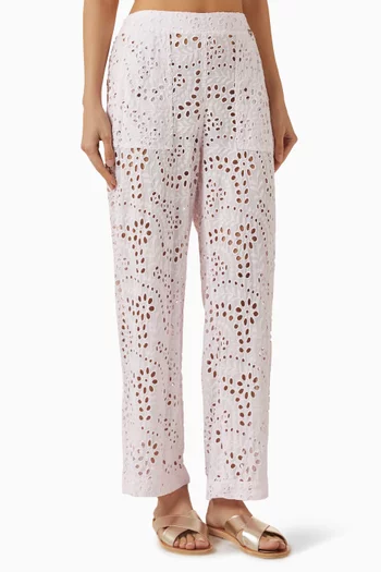 Kamari Broderie Anglaise Pants in Cotton