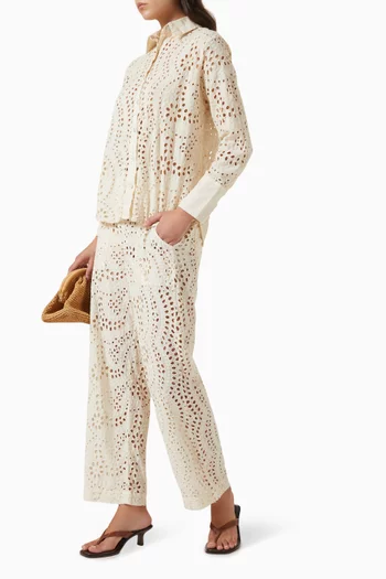 Kamari Broderie Anglaise Pants in Cotton