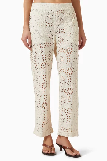 Kamari Broderie Anglaise Pants in Cotton